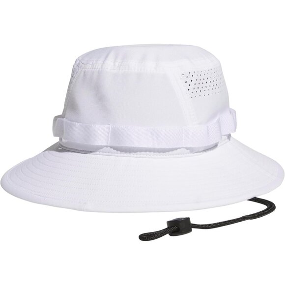 ⚡Adidas Men White/Onix Grey/Black/5.0 100% Polyester Sun Athletic Bucket Hat - Picture 4 of 6